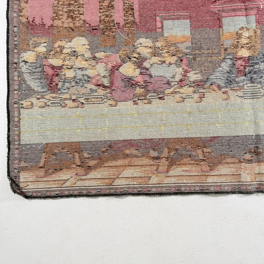 Vintage The Last Supper With Disciples Woven Tapestry Wall Rug 37